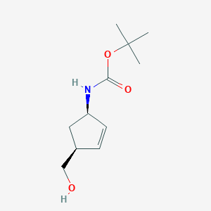 molecular formula C11H19NO3 B152915 叔丁基((1R,4S)-4-(羟甲基)环戊-2-烯-1-基)氨基甲酸酯 CAS No. 168960-18-7