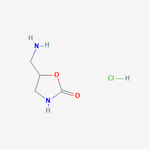 molecular formula C4H9ClN2O2 B1529152 5-(Aminomethyl)oxazolidin-2-one hydrochloride CAS No. 1638763-83-3