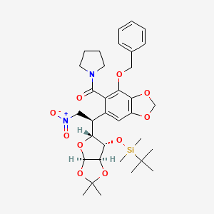 [6-[(1R)-1-[(3aR,5R,6S,6aR)-6-[tert-butyl(dimethyl)silyl]oxy-2,2-dimethyl-3a,5,6,6a-tetrahydrofuro[2,3-d][1,3]dioxol-5-yl]-2-nitroethyl]-4-phenylmethoxy-1,3-benzodioxol-5-yl]-pyrrolidin-1-ylmethanone