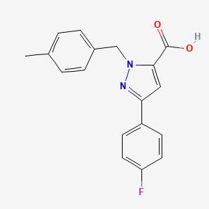 molecular formula C18H15FN2O2 B1529167 1-(4-Methylbenzyl)-3-(4-fluorophenyl)-1H-pyrazole-5-carboxylic acid CAS No. 1020239-55-7