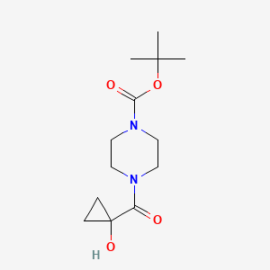 molecular formula C13H22N2O4 B1529191 tert-Butyl 4-(1-hydroxycyclopropanecarbonyl)piperazine-1-carboxylate CAS No. 1788054-84-1