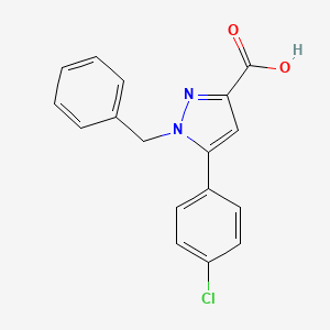 molecular formula C17H13ClN2O2 B1529203 1-Benzyl-5-(4-chlorophenyl)-1H-pyrazole-3-carboxylic acid CAS No. 1020236-01-4