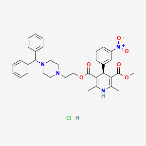 5-O-[2-(4-benzhydrylpiperazin-1-yl)ethyl] 3-O-methyl (4S)-2,6-dimethyl-4-(3-nitrophenyl)-1,4-dihydropyridine-3,5-dicarboxylate;hydrochloride