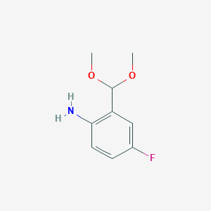 molecular formula C9H12FNO2 B15292298 2-(Dimethoxymethyl)-4-fluoroaniline 