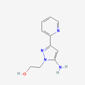 molecular formula C10H12N4O B1529267 1H-Pyrazole-1-ethanol,5-amino-3-(2-pyridinyl)- CAS No. 90870-77-2