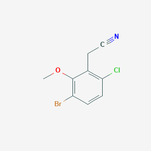 molecular formula C9H7BrClNO B15292734 3-Bromo-6-chloro-2-methoxyphenylacetonitrile 