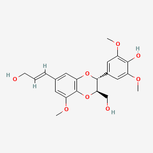 molecular formula C21H24O8 B15292923 4-[(2R,3R)-3-(hydroxymethyl)-7-[(E)-3-hydroxyprop-1-enyl]-5-methoxy-2,3-dihydro-1,4-benzodioxin-2-yl]-2,6-dimethoxyphenol 