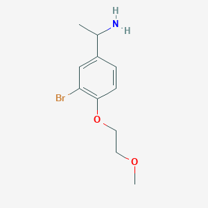 molecular formula C11H16BrNO2 B1529337 1-[3-溴-4-(2-甲氧基乙氧基)-苯基]-乙胺 CAS No. 1339613-48-7