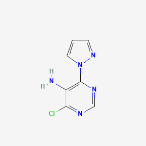 molecular formula C7H6ClN5 B1529340 4-chloro-6-(1H-pyrazol-1-yl)pyrimidin-5-amine CAS No. 1342392-11-3