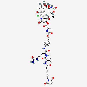 [(1S,2R,3S,5S,6S,16Z,18Z,20R,21S)-11-chloro-21-hydroxy-12,20-dimethoxy-2,5,9,16-tetramethyl-8,23-dioxo-4,24-dioxa-9,22-diazatetracyclo[19.3.1.110,14.03,5]hexacosa-10,12,14(26),16,18-pentaen-6-yl] (2S)-2-[[4-[[(2S)-5-(carbamoylamino)-2-[[(2S)-2-[6-(2,5-dioxopyrrol-1-yl)hexanoylamino]-3-methylbutanoyl]amino]pentanoyl]amino]phenyl]methoxycarbonyl-methylamino]propanoate