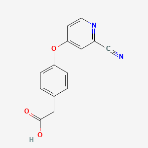 molecular formula C14H10N2O3 B1529366 2-{4-[(2-Cyanopyridin-4-yl)oxy]phenyl}acetic acid CAS No. 1423029-71-3