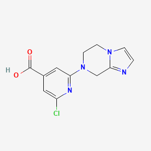 molecular formula C12H11ClN4O2 B1529381 2-chloro-6-{5H,6H,7H,8H-imidazo[1,2-a]pyrazin-7-yl}pyridine-4-carboxylic acid CAS No. 1284159-82-5