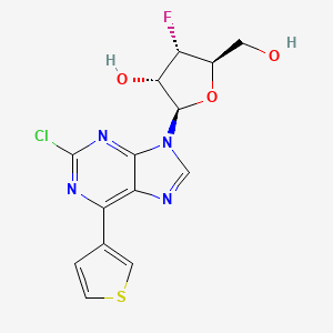 molecular formula C14H12ClFN4O3S B15294106 (2R,3S,4S,5R)-2-(2-chloro-6-thiophen-3-ylpurin-9-yl)-4-fluoro-5-(hydroxymethyl)oxolan-3-ol 