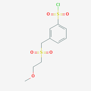 molecular formula C10H13ClO5S2 B1529425 3-[(2-Methoxyethanesulfonyl)methyl]benzene-1-sulfonyl chloride CAS No. 1342605-41-7
