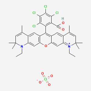 2,3,4,5-Tetrachloro-6-(6,20-diethyl-7,7,9,17,19,19-hexamethyl-2-oxa-20-aza-6-azoniapentacyclo[12.8.0.03,12.05,10.016,21]docosa-1(14),3,5,8,10,12,15,17,21-nonaen-13-yl)benzoic acid;perchlorate