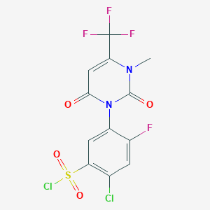 2-Chloro-4-fluoro-5-[3-methyl-2,6-dioxo-4-(trifluoromethyl)-1,2,3,6-tetrahydropyrimidin-1-yl]benzenesulfonyl chloride