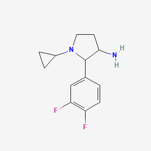 molecular formula C13H16F2N2 B1529445 1-Cyclopropyl-2-(3,4-difluorophenyl)pyrrolidin-3-amine CAS No. 1408817-75-3
