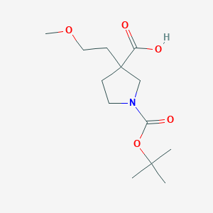 molecular formula C13H23NO5 B1529447 1-[(Tert-butoxy)carbonyl]-3-(2-methoxyethyl)pyrrolidine-3-carboxylic acid CAS No. 1281549-47-0