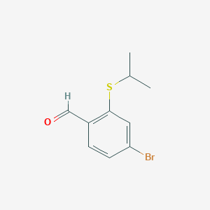 molecular formula C10H11BrOS B1529448 4-溴-2-(丙-2-硫基)苯甲醛 CAS No. 1340366-62-2