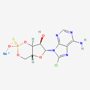 molecular formula C10H10ClN5NaO5PS B15294523 sodium;(4aR,6R,7R,7aS)-6-(6-amino-8-chloropurin-9-yl)-2-oxido-2-sulfanylidene-4a,6,7,7a-tetrahydro-4H-furo[3,2-d][1,3,2]dioxaphosphinin-7-ol 