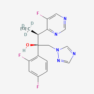 molecular formula C16H14F3N5O B15294609 Voriconazole-13C3,d3 