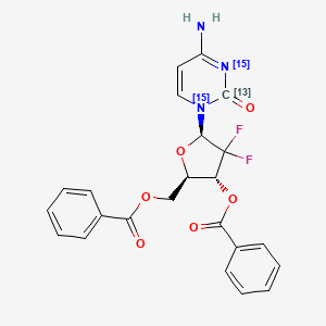 molecular formula C23H19F2N3O6 B15294620 2'-Deoxy-3',5'-di-O-benzoyl-2',2'-difluorocytidine-13C,15N2 