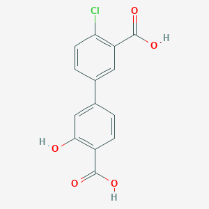 molecular formula C14H9ClO5 B15294628 4-(3-Carboxy-4-chlorophenyl)-2-hydroxybenzoic acid CAS No. 1261994-11-9