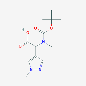 molecular formula C12H19N3O4 B1529463 2-{[(tert-butoxy)carbonyl](methyl)amino}-2-(1-methyl-1H-pyrazol-4-yl)acetic acid CAS No. 1404735-99-4