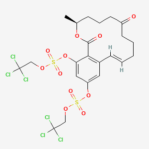 molecular formula C22H24Cl6O11S2 B15294698 [(4S,12E)-4-methyl-2,8-dioxo-16-(2,2,2-trichloroethoxysulfonyloxy)-3-oxabicyclo[12.4.0]octadeca-1(14),12,15,17-tetraen-18-yl] 2,2,2-trichloroethyl sulfate 