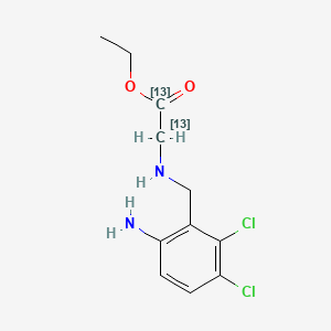 molecular formula C11H14Cl2N2O2 B15294911 Ethyl 2-(6-Amino-2,3-dichlorobenzyl)glycine-13C2(Anagrelide Impurity A) 