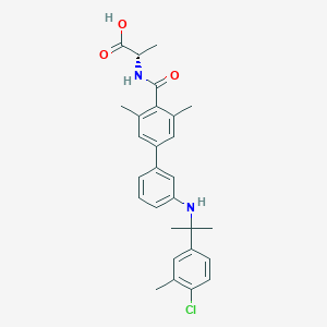 molecular formula C28H31ClN2O3 B15294956 (2S)-2-[[4-[3-[2-(4-chloro-3-methylphenyl)propan-2-ylamino]phenyl]-2,6-dimethylbenzoyl]amino]propanoic acid CAS No. 1233332-93-8