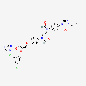 molecular formula C35H36Cl2N8O6 B15295093 Itraconazole Desethylene-seco-piperazine Di-N-formyl Impurity 