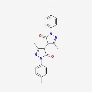 molecular formula C22H22N4O2 B15295562 2,2',4,4'-Tetrahydro-5,5'-dimethyl-2,2'-bis(4-methylphenyl)[4,4'-bi-3H-pyrazole]-3,3'-dione 