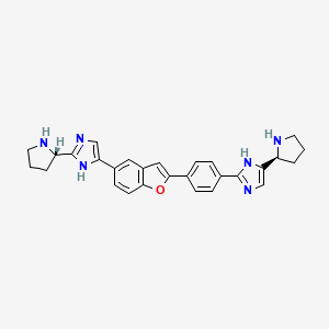 2-[(2S)-pyrrolidin-2-yl]-5-[2-[4-[5-[(2S)-pyrrolidin-2-yl]-1H-imidazol-2-yl]phenyl]-1-benzofuran-5-yl]-1H-imidazole