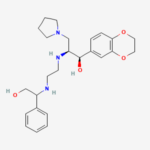 molecular formula C25H35N3O4 B15295623 (1R,2S)-1-(2,3-Dihydrobenzo[b][1,4]dioxin-6-yl)-2-((2-((2-hydroxy-1-phenylethyl)amino)ethyl)amino)-3-(pyrrolidin-1-yl)propan-1-ol 