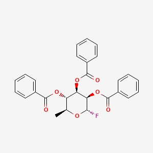 molecular formula C27H23FO7 B15295752 (2S,3R,4R,5S,6S)-2-Fluoro-6-methyltetrahydro-2H-pyran-3,4,5-triyl tribenzoate 