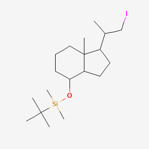 molecular formula C19H37IOSi B15295757 Tert-butyl-[[1-(1-iodopropan-2-yl)-7a-methyl-1,2,3,3a,4,5,6,7-octahydroinden-4-yl]oxy]-dimethylsilane 