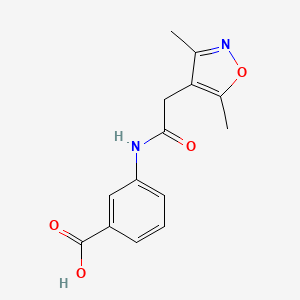 molecular formula C14H14N2O4 B15295767 3-[2-(Dimethyl-1,2-oxazol-4-yl)acetamido]benzoicacid 