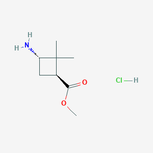 molecular formula C8H16ClNO2 B1529578 trans-Methyl 3-amino-2,2-dimethylcyclobutanecarboxylate hydrochloride CAS No. 1392804-19-1