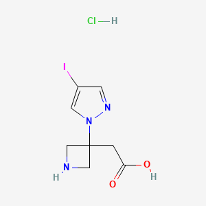 molecular formula C8H11ClIN3O2 B15295942 2-[3-(4-iodo-1H-pyrazol-1-yl)azetidin-3-yl]acetic acid hydrochloride 