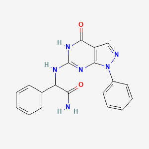 molecular formula C19H16N6O2 B15295961 2-({4-oxo-1-phenyl-1H,4H,5H-pyrazolo[3,4-d]pyrimidin-6-yl}amino)-2-phenylacetamide 