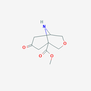 molecular formula C9H13NO4 B1529598 7-Oxo-3-oxa-9-aza-bicyclo[3.3.1]nonane-1-carboxylic acid methyl ester CAS No. 1403767-30-5