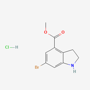 molecular formula C10H11BrClNO2 B1529599 Methyl 6-bromoindoline-4-carboxylate hydrochloride CAS No. 1240523-96-9