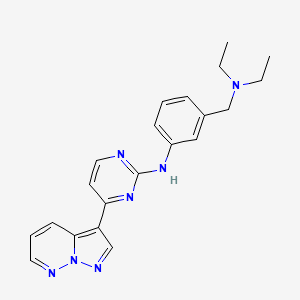 molecular formula C21H23N7 B15296034 N-(3-((diethylamino)methyl)phenyl)-4-(pyrazolo[1,5-b]pyridazin-3-yl)pyrimidin-2-amine 