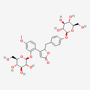 3-[4-methoxy-2-[(2S,3R,4S,5S,6R)-3,4,5-trihydroxy-6-(hydroxymethyl)oxan-2-yl]oxyphenyl]-2-[[4-[(2S,3R,4S,5S,6R)-3,4,5-trihydroxy-6-(hydroxymethyl)oxan-2-yl]oxyphenyl]methyl]-2H-furan-5-one