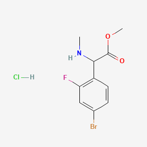 molecular formula C10H12BrClFNO2 B15296284 Methyl 2-(4-bromo-2-fluorophenyl)-2-(methylamino)acetate hydrochloride 