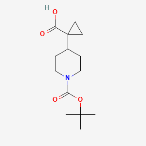 molecular formula C14H23NO4 B1529631 1-Boc-4-(1-carboxy-cyclopropyl)-piperidine CAS No. 1363381-63-8
