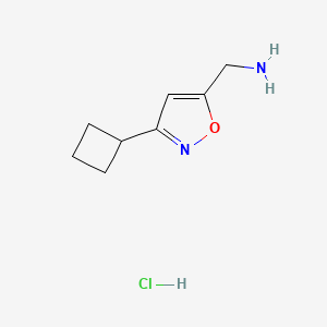 molecular formula C8H13ClN2O B15296322 1-(3-Cyclobutyl-1,2-oxazol-5-yl)methanaminehydrochloride 