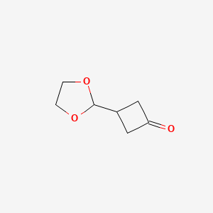 molecular formula C7H10O3 B15296507 3-(1,3-Dioxolan-2-yl)cyclobutan-1-one 