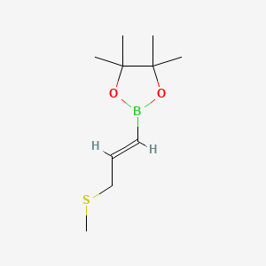 molecular formula C10H19BO2S B15296555 4,4,5,5-tetramethyl-2-[(1E)-3-(methylsulfanyl)prop-1-en-1-yl]-1,3,2-dioxaborolane 